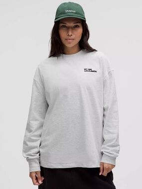 Lululemon heavyweight cotton crewneck long-sleeve in heathered light grey